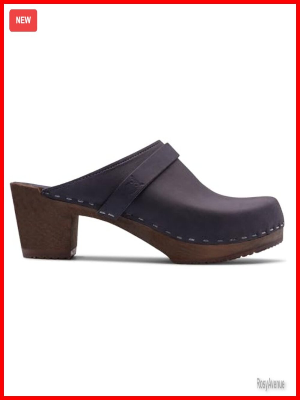 Sandgrens Handmade Swedish Wood Clogs High Heel Mule Nubuck Leather